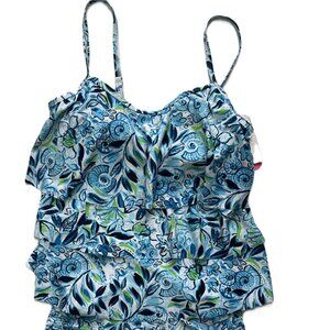Floral Blue and Green Piece Swimsuit Stella Parker Size Small Stella Parker